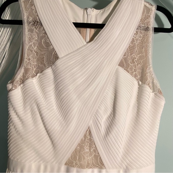 BCBGMaxazria White Pleated Lace Maxi Dress - Picture 7 of 17